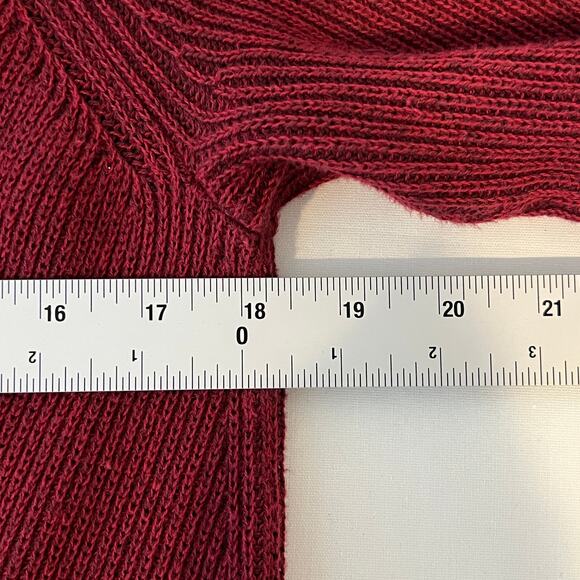 L.L. Bean Cotton Shaker-Stitch Sweater Women's Medium Funnelneck Deep Wine - Picture 6 of 8